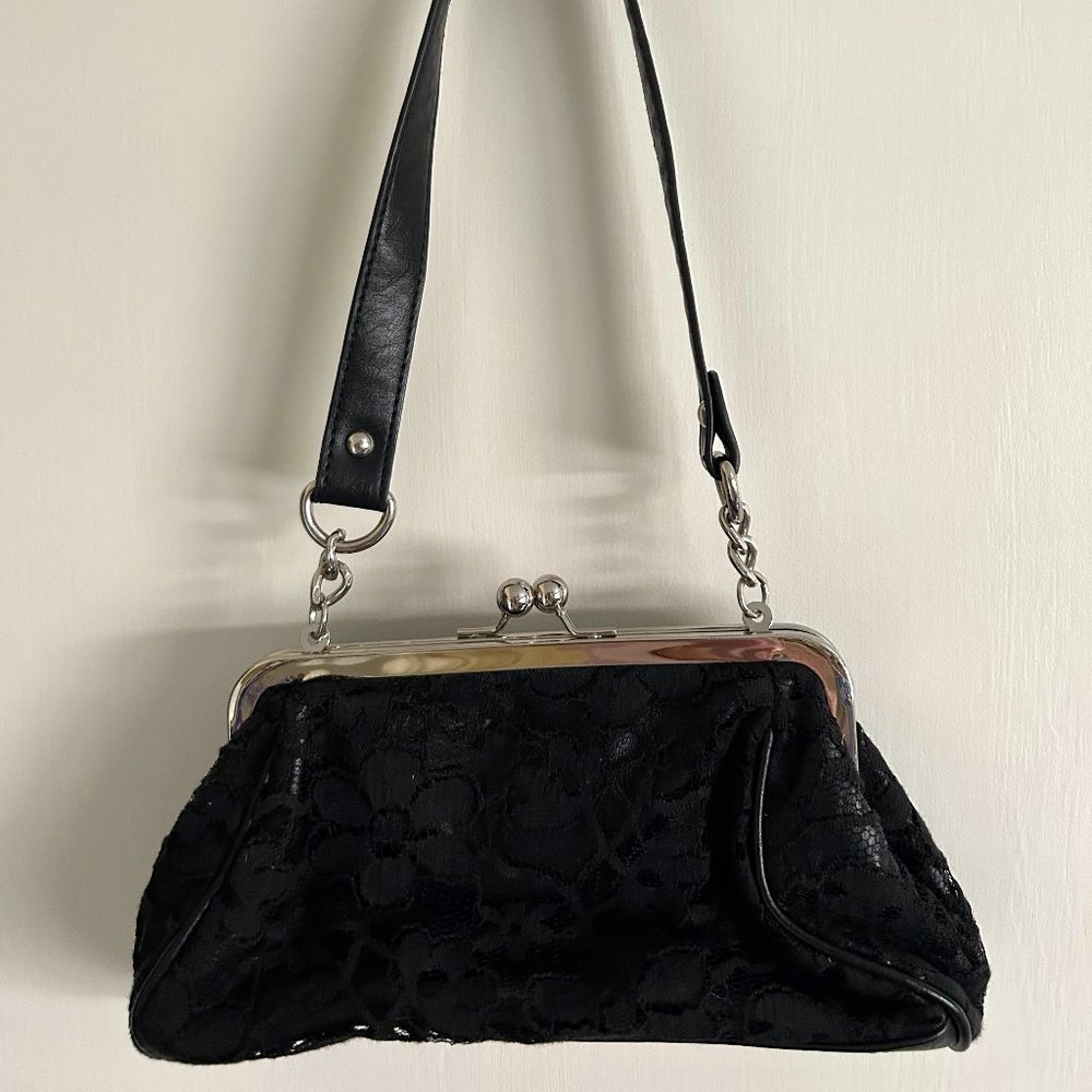 Nine West Black Lace Evening Bag Purse